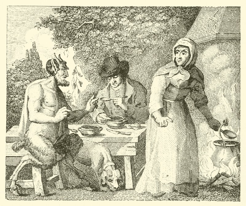 Satyr i podróżnik (rycina) autorstwa English School