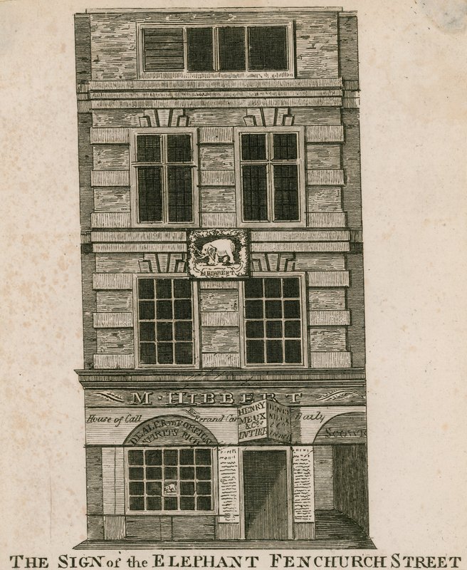 Znak Słonia, Fenchurch Street, Londyn autorstwa English School