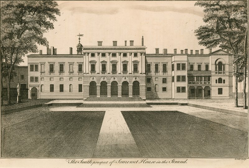 Południowa perspektywa Somerset House, The Strand, Londyn autorstwa English School