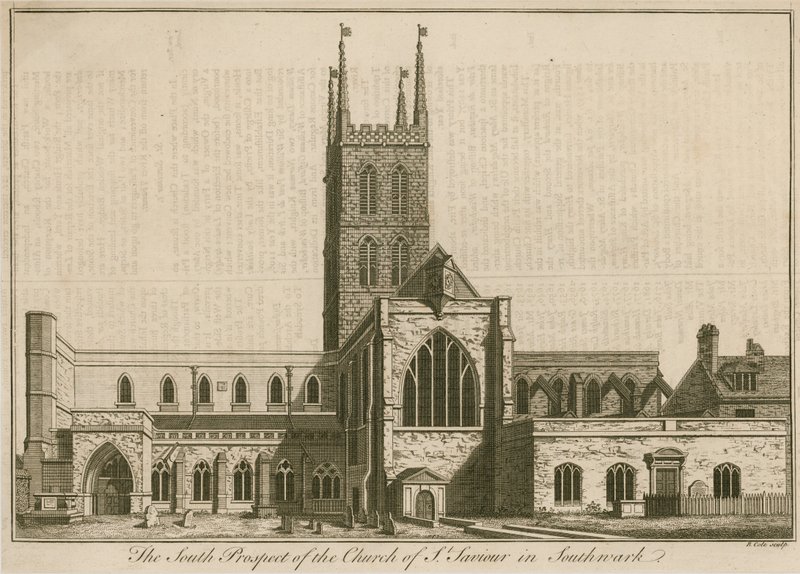Południowa perspektywa St Saviours, Southwark, Londyn autorstwa English School