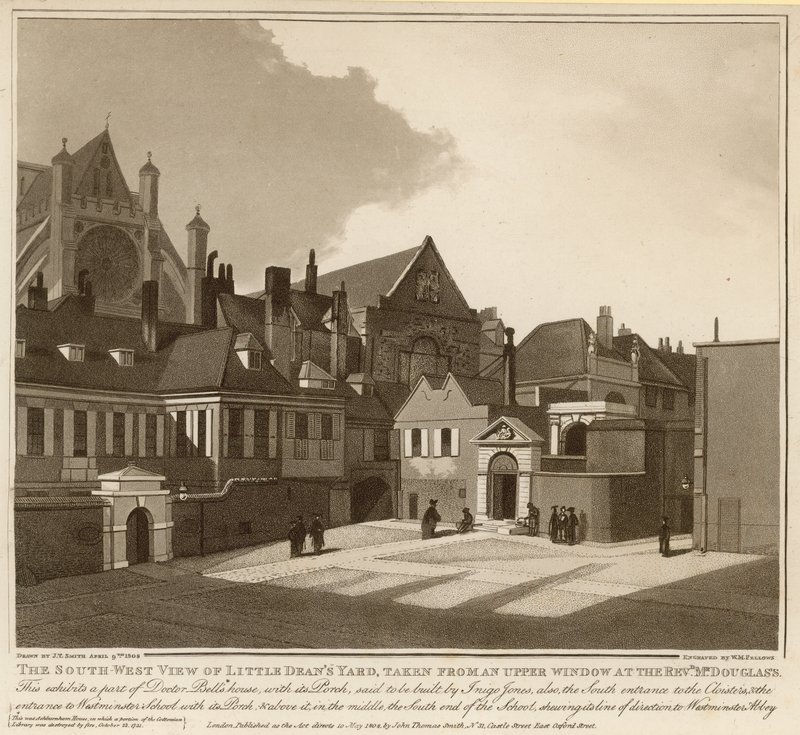 Południowo-zachodni widok na Little Deans Yard autorstwa English School