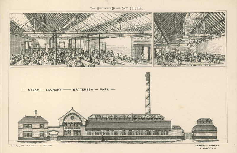 Pralnia parowa w Battersea Park autorstwa English School