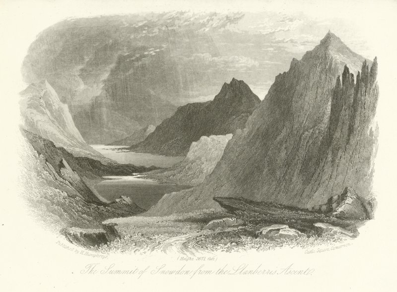 Szczyt Snowdon od wejścia Llanberis, Walia autorstwa English School