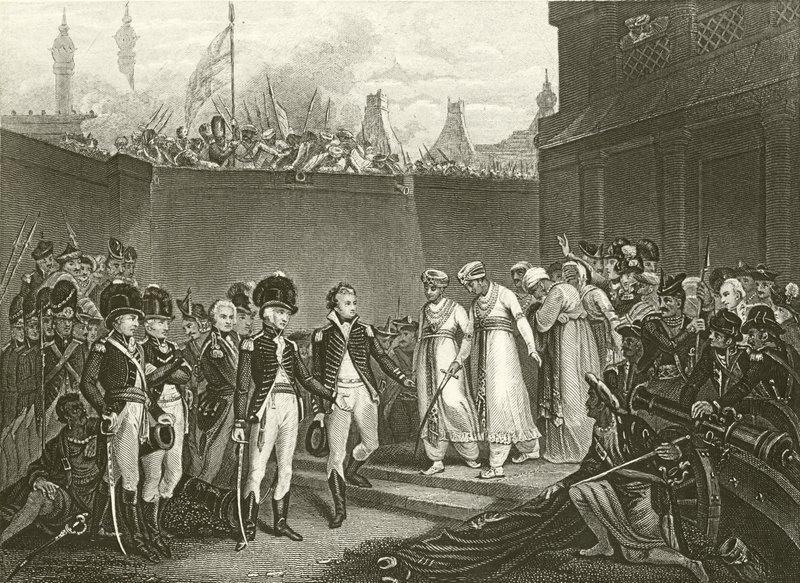 Poddanie się dwóch synów Tippoo Sultan autorstwa English School