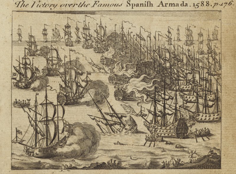 Zwycięstwo nad słynną hiszpańską Armadą, 1588 autorstwa English School