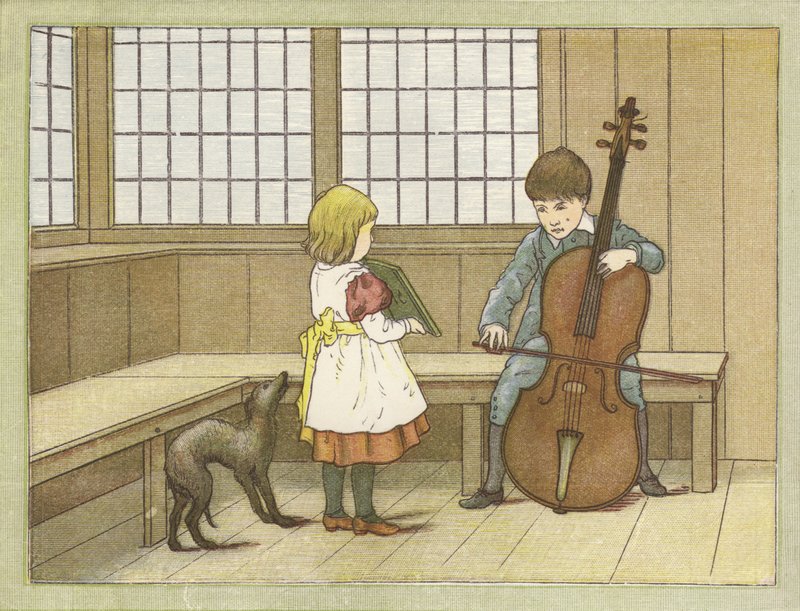 Młody muzyk (kolorowa litografia) autorstwa English School
