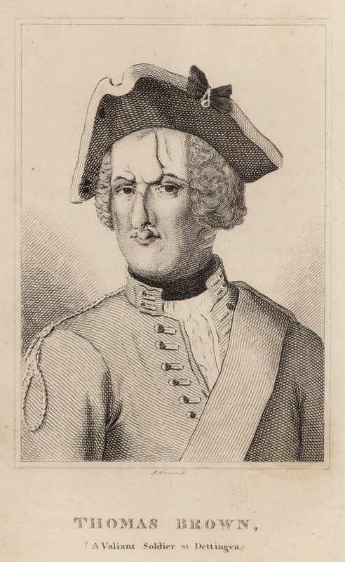 Thomas Brown, Dzielny żołnierz w Dettingen autorstwa English School