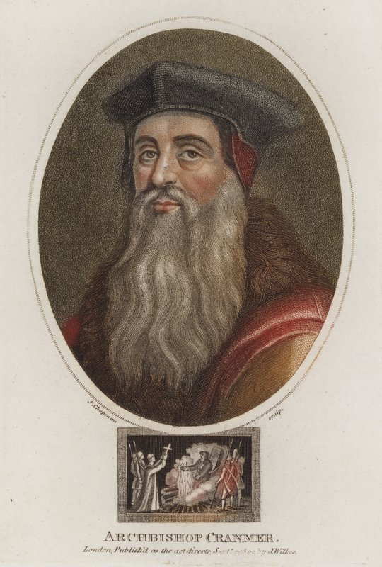 Thomas Cranmer, arcybiskup Canterbury (kolorowy grawerunek) autorstwa English School