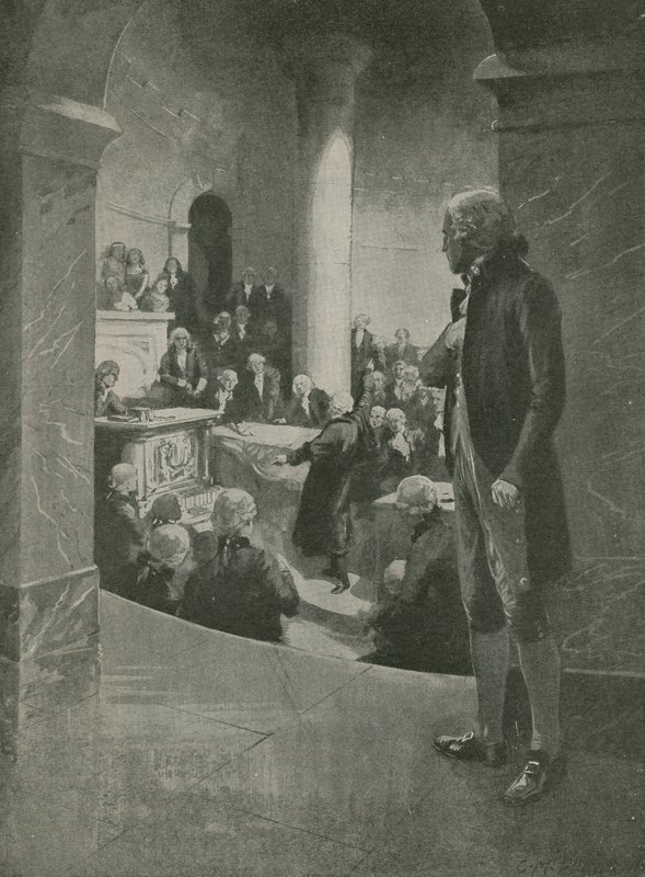 Thomas Jefferson słucha mowy o zdradzie autorstwa English School