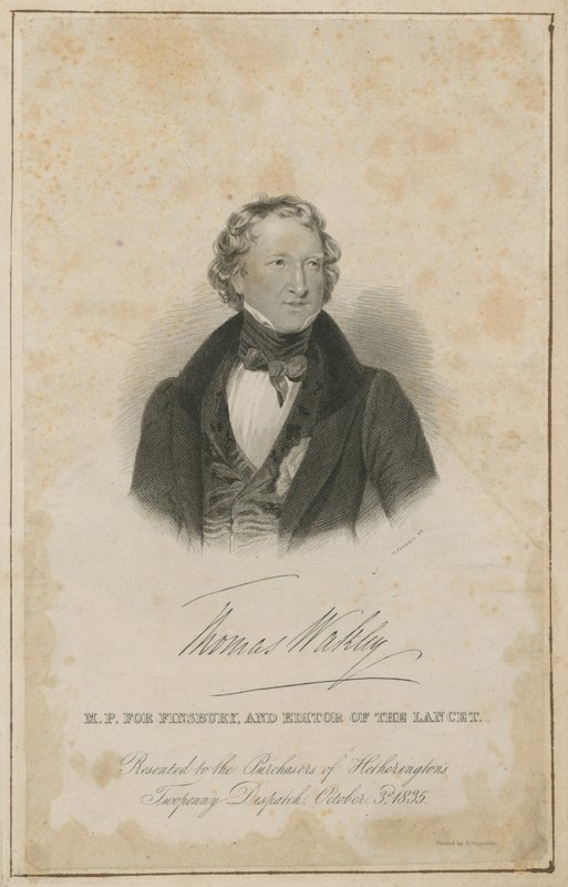 Thomas Wakley, poseł Finsbury i założyciel The Lancet autorstwa English School