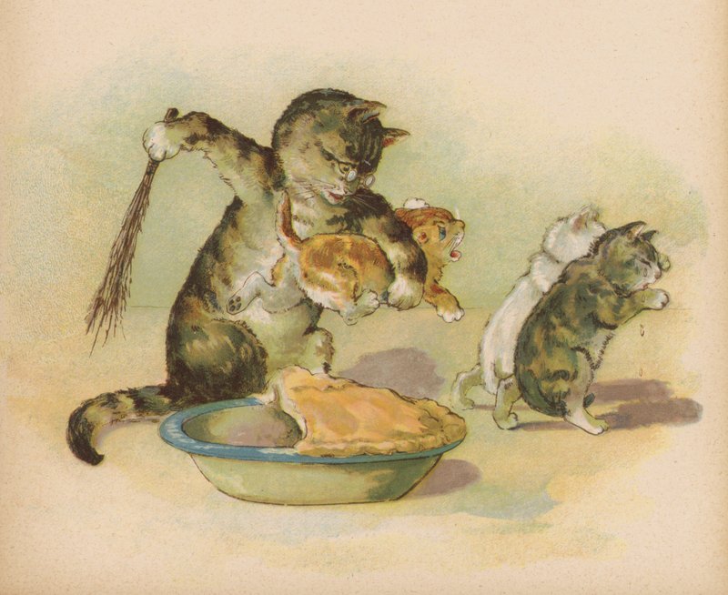 Trzy małe kocięta zgubiły rękawiczki (chromolitho) autorstwa English School