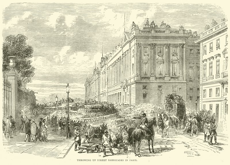 Wyrzucanie barykad ulicznych w Paryżu, październik 1870 r. autorstwa English School