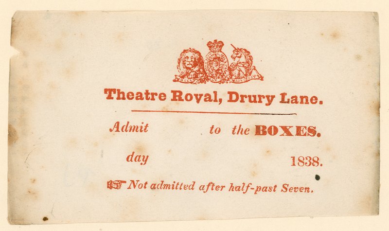 Bilet do teatru Drury Lane w Londynie autorstwa English School