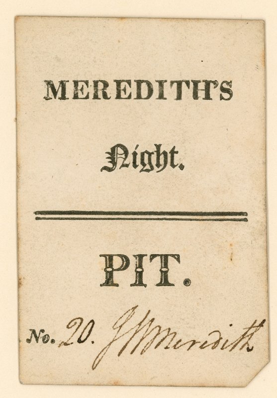 Bilet do teatru Drury Lane w Londynie: Merediths Night autorstwa English School