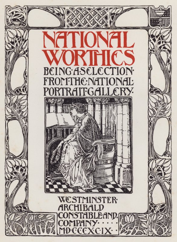 Ilustracja na stronie tytułowej dla National Worthies jest wyborem z National Portrait Gallery autorstwa English School