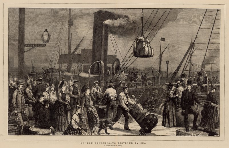 To Scotland by Sea - szkic w Irongate Wharf autorstwa English School