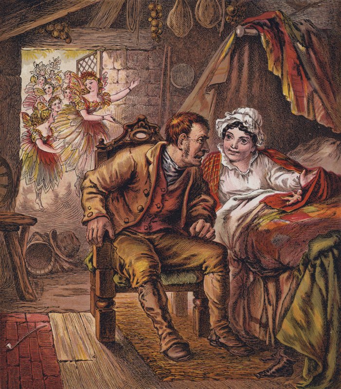 Tom Thumb (kolorowa litografia) autorstwa English School