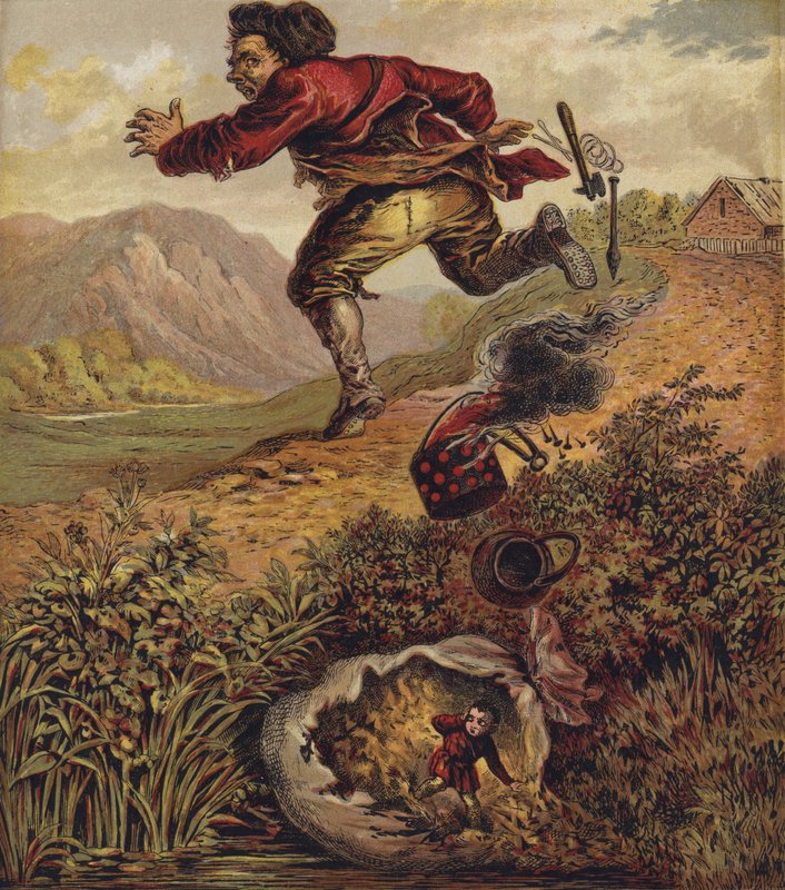 Tom Thumb (kolorowa litografia) autorstwa English School
