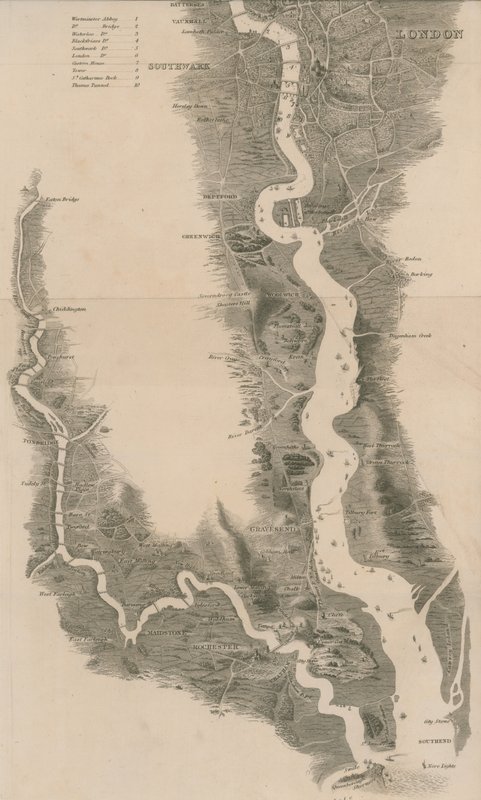 Tomblesons Panoramiczna Mapa Tamizy i Medway autorstwa English School