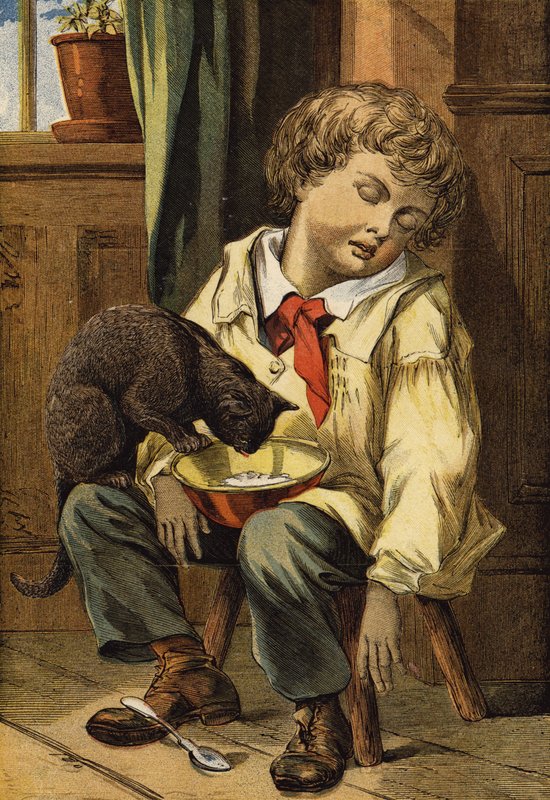 Kolacja Tomka (kolorowy grawerunek) autorstwa English School