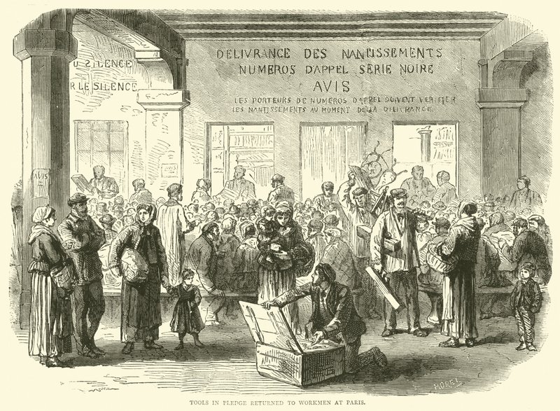 Narzędzia w zastawie wróciły do robotników w Paryżu, grudzień 1870 autorstwa English School