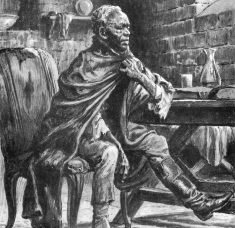 Toussaint Louverture, pozostawiony na śmierć w zimnej, wilgotnej celi (lito) autorstwa English School
