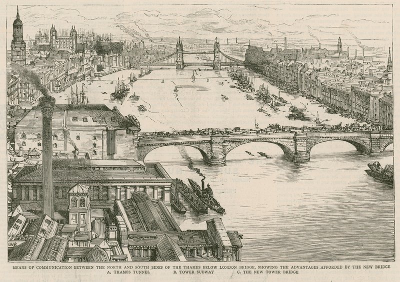 Tower Bridge, Londyn autorstwa English School