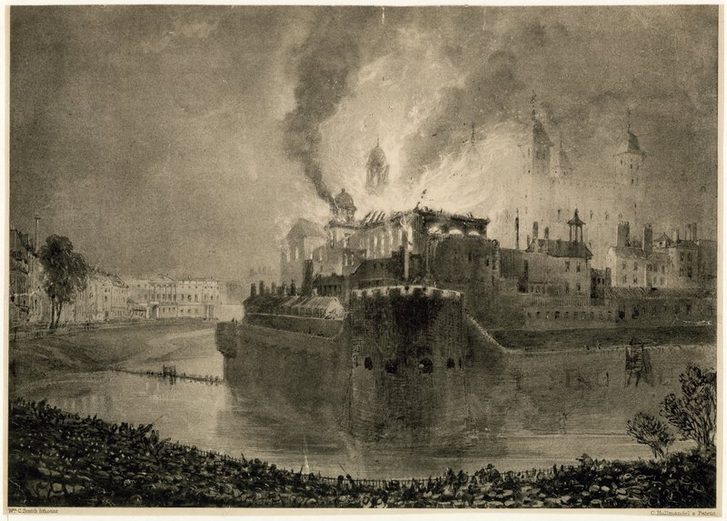 Pożar Tower of London, 1841 autorstwa English School