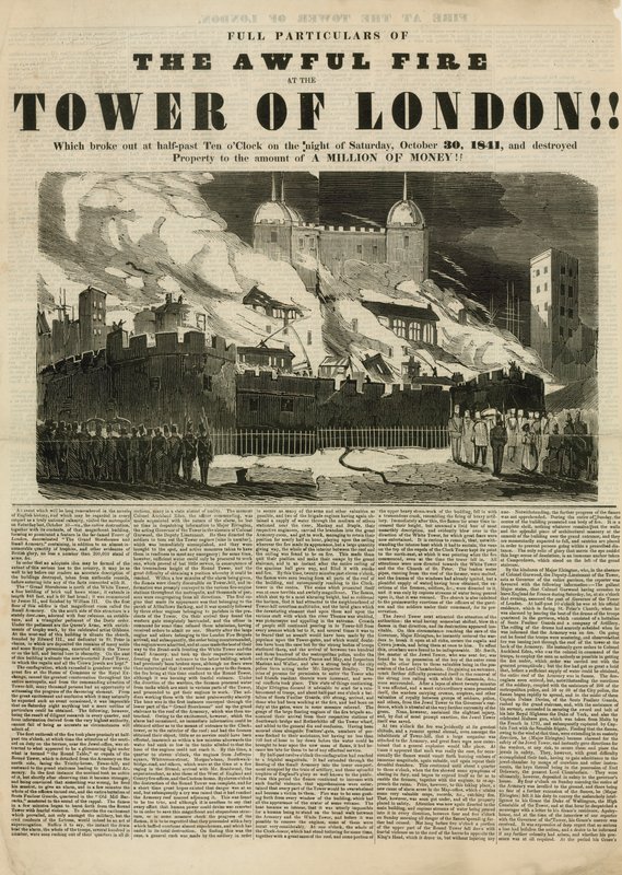 Pożar Tower of London, 1841 autorstwa English School