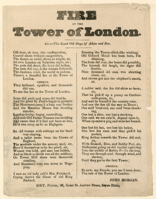 Pożar Tower of London, 1841 autorstwa English School