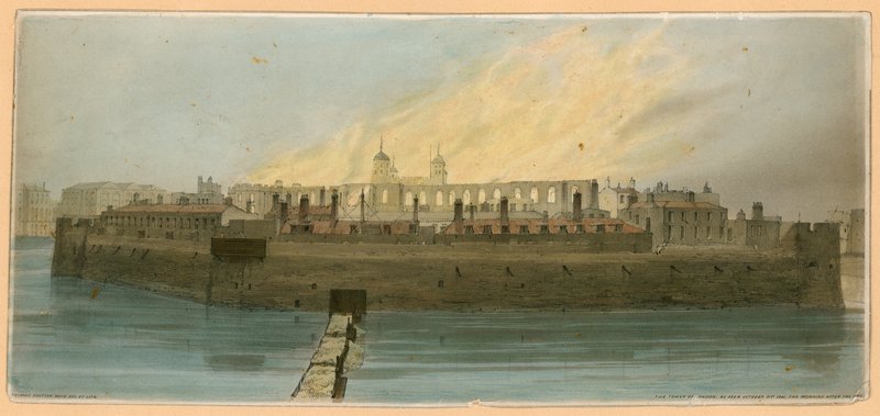 Pożar Tower of London, 1841 autorstwa English School