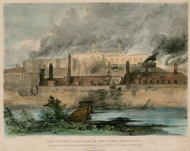 Pożar Tower of London, 1841 autorstwa English School