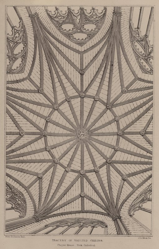 Tracery sklepionych sufitów (grawerunek) autorstwa English School