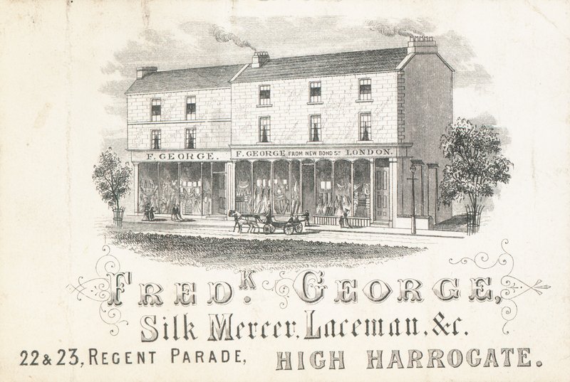 Karta handlowa, Frederick George, jedwabny mercer i koronnik autorstwa English School