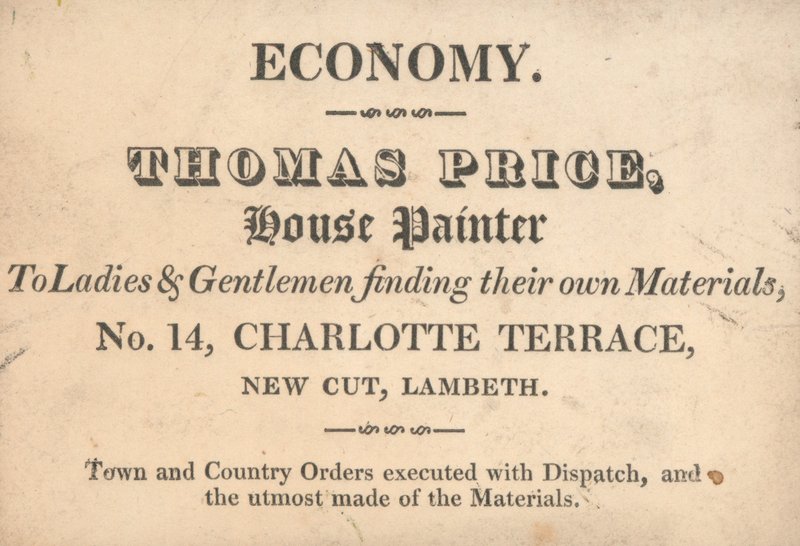 Karta handlowa, Thomas Price autorstwa English School