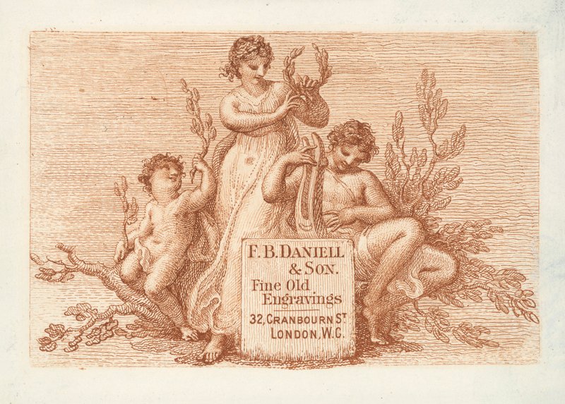 Wizytówka handlowa firmy F B Daniell  Son, stare ryciny, Londyn (rycina) autorstwa English School