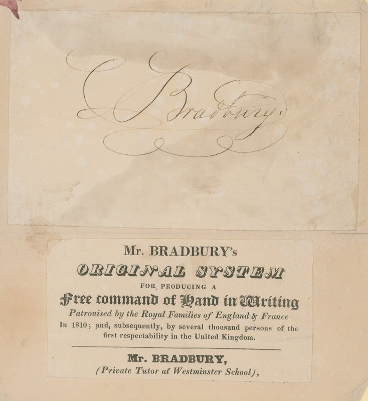 Karta handlowa dla oryginalnego systemu pana Bradburys do tworzenia swobodnej kontroli ręki w piśmie autorstwa English School