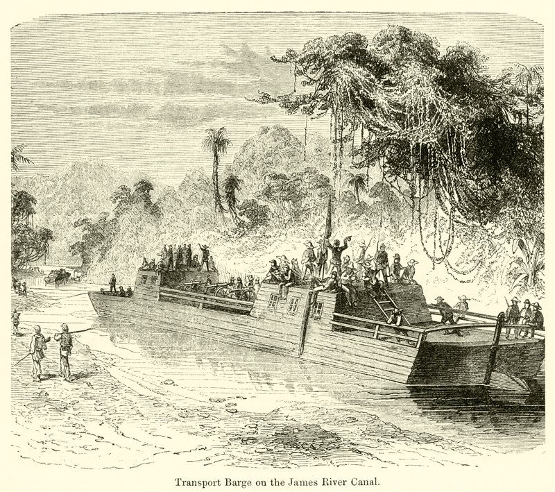 Barka transportowa na kanale James River (rycina) autorstwa English School