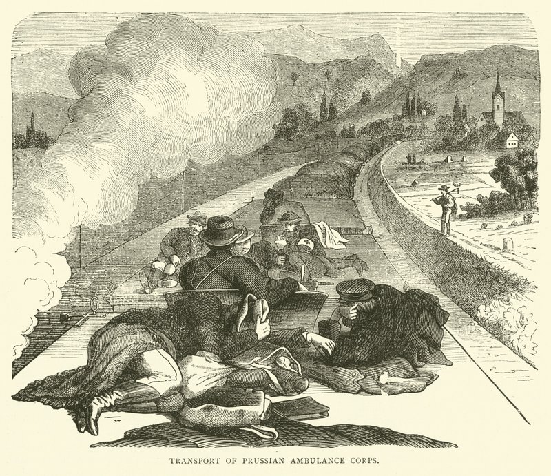 Transport pruskiego korpusu pogotowia ratunkowego, listopad 1870 r. autorstwa English School