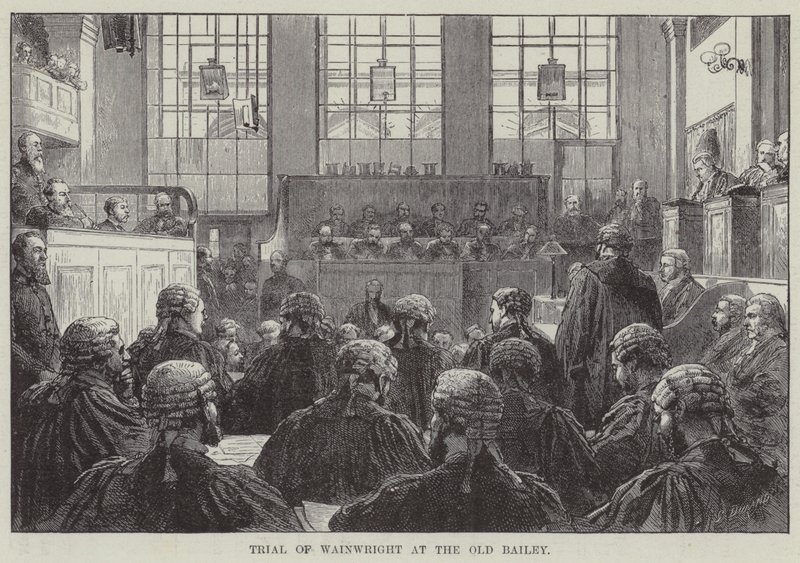Próba Wainwrighta w Old Bailey (grawerowanie) autorstwa English School
