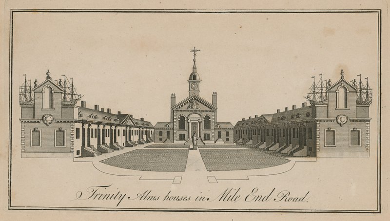 Trinity Alms Houses w Mile End Road autorstwa English School
