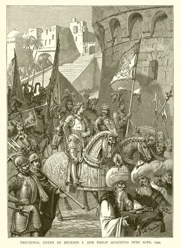 Triumfalny wjazd Ryszarda I i Filipa Augusta do Akki, 1191 autorstwa English School