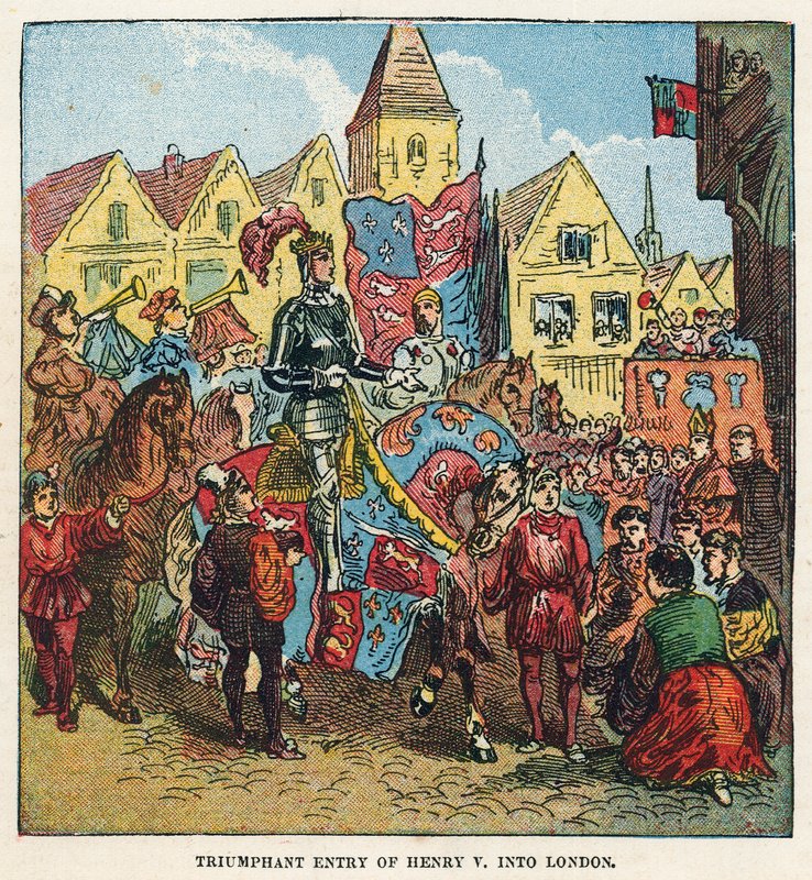 Triumfalny wjazd króla Henryka V do Londynu po bitwie pod Agincourt autorstwa English School
