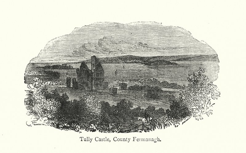 Zamek Tully, hrabstwo Fermanagh (rycina) autorstwa English School