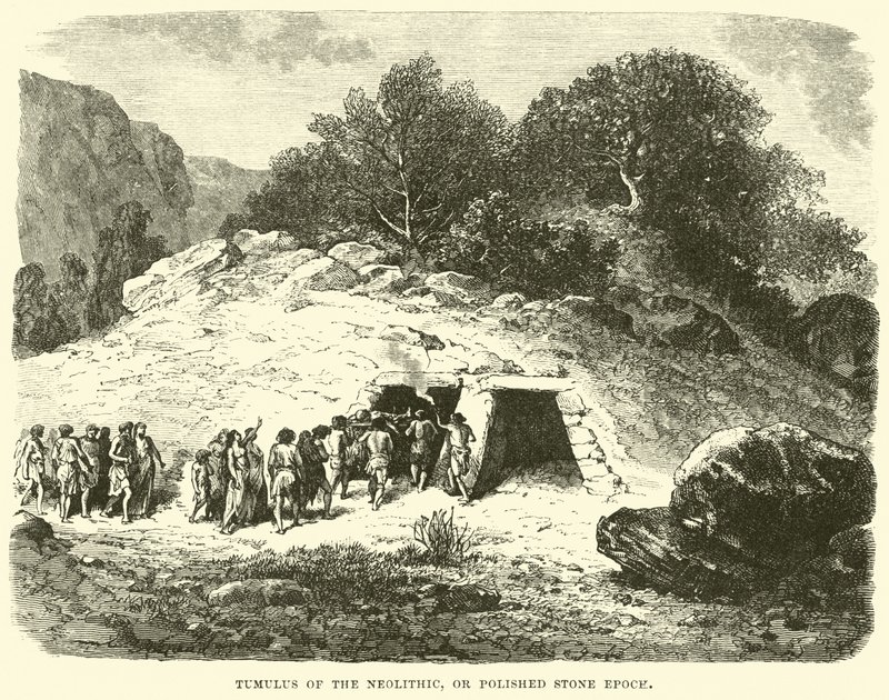 Tumulus epoki neolitu lub polerowanego kamienia autorstwa English School