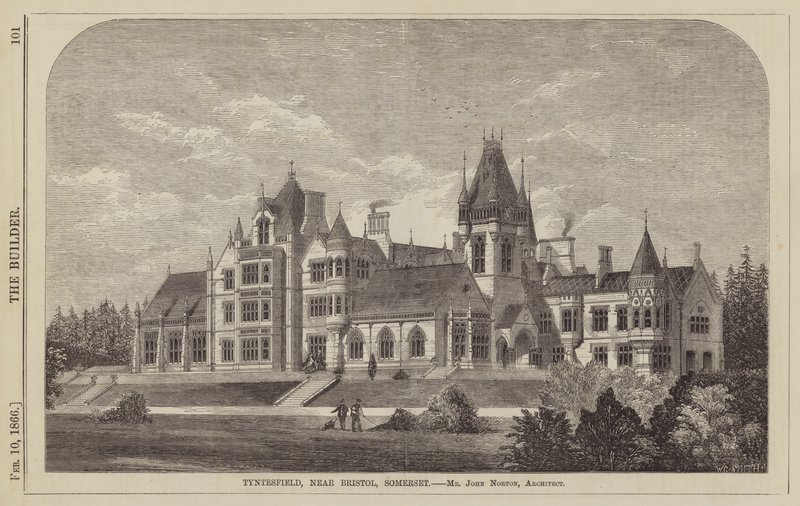Tyntesfield, niedaleko Bristolu, Somerset, Pan John Norton, Architekt (Grawerowanie) autorstwa English School