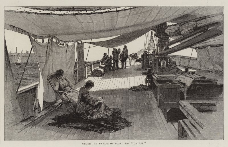 Pod markizą na pokładzie „Undine” (grawerunek) autorstwa English School