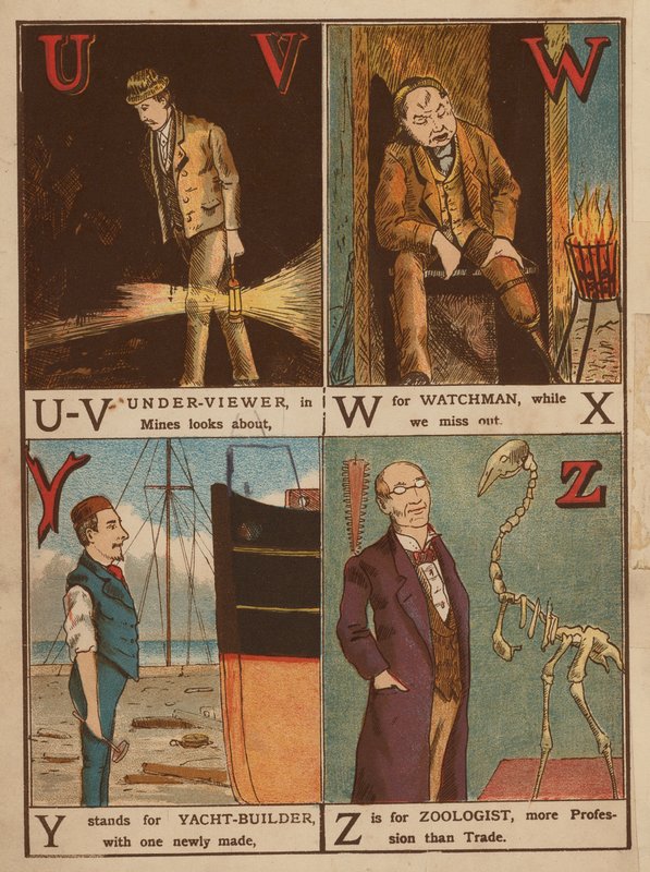 Obserwator, wachtowy, konstruktor jachtów, zoolog (kolorowa litografia) autorstwa English School