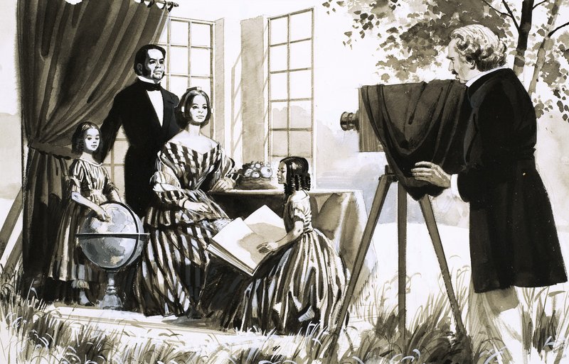 Niezidentyfikowana rodzina podczas fotografowania autorstwa English School