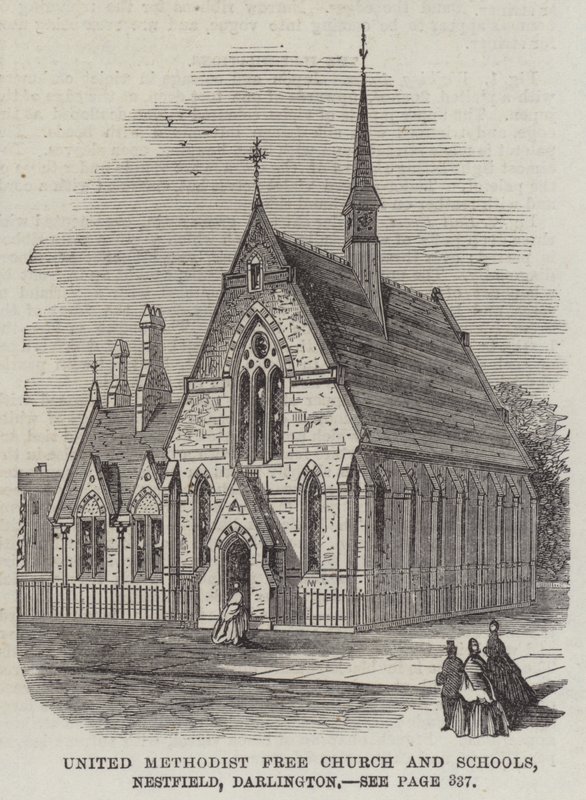 United Methodist Free Church and Schools, Nestfield, Darlington (grafika) autorstwa English School